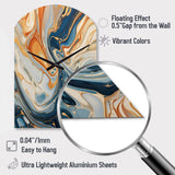 Teal Orange Aqua Symphony - Asymmetric Metal Wall Clock