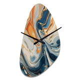 Teal Orange Aqua Symphony - Asymmetric Metal Wall Clock