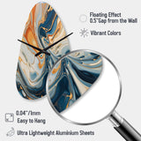 Teal Orange Aqua Symphony - Asymmetric Metal Wall Clock