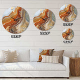 Orange Beige Aqua Symphony - Abstract Metal Wall Clock