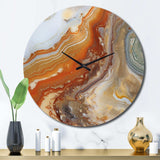 Orange Beige Aqua Symphony - Abstract Metal Wall Clock