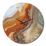 Orange Beige Aqua Symphony - Abstract Metal Wall Clock