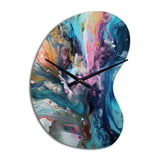 Teal Pink Aqua Symphony - Asymmetric Metal Wall Clock