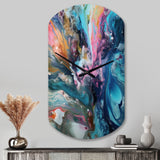 Teal Pink Aqua Symphony - Asymmetric Metal Wall Clock
