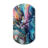 Teal Pink Aqua Symphony - Asymmetric Metal Wall Clock