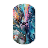 Teal Pink Aqua Symphony - Asymmetric Metal Wall Clock