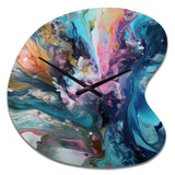 Teal Pink Aqua Symphony - Asymmetric Metal Wall Clock
