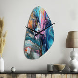 Teal Pink Aqua Symphony - Asymmetric Metal Wall Clock