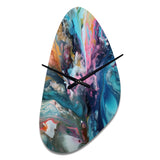 Teal Pink Aqua Symphony - Asymmetric Metal Wall Clock