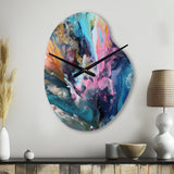 Teal Pink Aqua Symphony - Asymmetric Metal Wall Clock