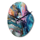 Teal Pink Aqua Symphony - Asymmetric Metal Wall Clock
