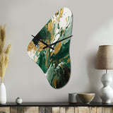 Green and Gold Liquid Magic I - Asymmetric Metal Wall Clock
