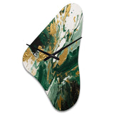 Green and Gold Liquid Magic I - Asymmetric Metal Wall Clock