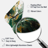 Green and Gold Liquid Magic I - Asymmetric Metal Wall Clock