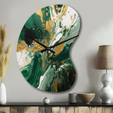Green and Gold Liquid Magic I - Asymmetric Metal Wall Clock