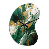 Green and Gold Liquid Magic I - Asymmetric Metal Wall Clock