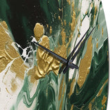 Green and Gold Liquid Magic I - Abstract Metal Wall Clock