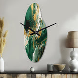 Green and Gold Liquid Magic I - Asymmetric Metal Wall Clock