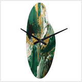 Green and Gold Liquid Magic I - Asymmetric Metal Wall Clock