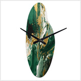 Green and Gold Liquid Magic I - Asymmetric Metal Wall Clock