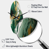 Green and Gold Liquid Magic I - Asymmetric Metal Wall Clock