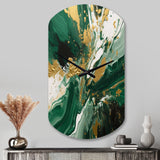 Green and Gold Liquid Magic I - Asymmetric Metal Wall Clock