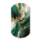 Green and Gold Liquid Magic I - Asymmetric Metal Wall Clock