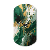 Green and Gold Liquid Magic I - Asymmetric Metal Wall Clock