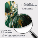 Green and Gold Liquid Magic I - Asymmetric Metal Wall Clock