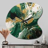 Green and Gold Liquid Magic I - Asymmetric Metal Wall Clock