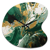 Green and Gold Liquid Magic I - Asymmetric Metal Wall Clock