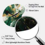 Green and Gold Liquid Magic I - Asymmetric Metal Wall Clock