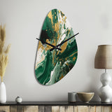 Green and Gold Liquid Magic I - Asymmetric Metal Wall Clock