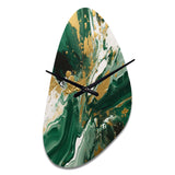 Green and Gold Liquid Magic I - Asymmetric Metal Wall Clock