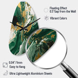 Green and Gold Liquid Magic I - Asymmetric Metal Wall Clock