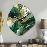 Green and Gold Liquid Magic I - Asymmetric Metal Wall Clock