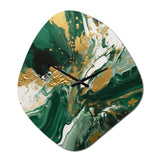 Green and Gold Liquid Magic I - Asymmetric Metal Wall Clock