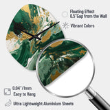Green and Gold Liquid Magic I - Asymmetric Metal Wall Clock