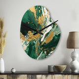 Green and Gold Liquid Magic I - Asymmetric Metal Wall Clock