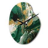 Green and Gold Liquid Magic I - Asymmetric Metal Wall Clock