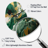 Green and Gold Liquid Magic I - Asymmetric Metal Wall Clock