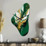 Green and Gold Liquid Magic II - Asymmetric Metal Wall Clock