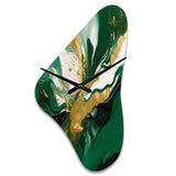 Green and Gold Liquid Magic II - Asymmetric Metal Wall Clock