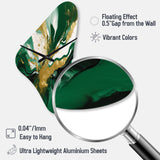 Green and Gold Liquid Magic II - Asymmetric Metal Wall Clock