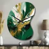 Green and Gold Liquid Magic II - Asymmetric Metal Wall Clock