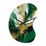 Green and Gold Liquid Magic II - Asymmetric Metal Wall Clock