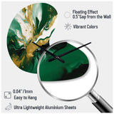 Green and Gold Liquid Magic II - Asymmetric Metal Wall Clock
