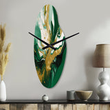 Green and Gold Liquid Magic II - Asymmetric Metal Wall Clock