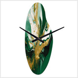 Green and Gold Liquid Magic II - Asymmetric Metal Wall Clock