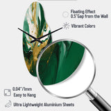 Green and Gold Liquid Magic II - Asymmetric Metal Wall Clock